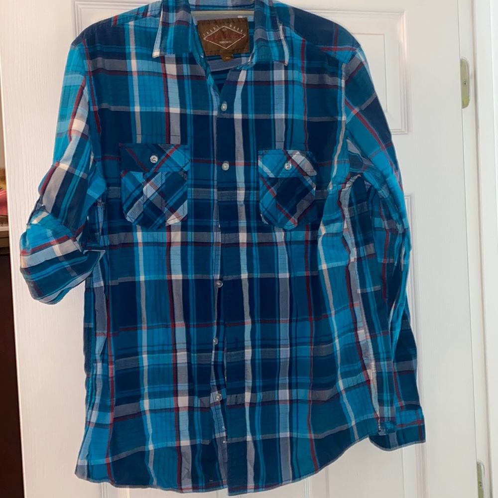 Trademark red camel mens plaid shirt size large